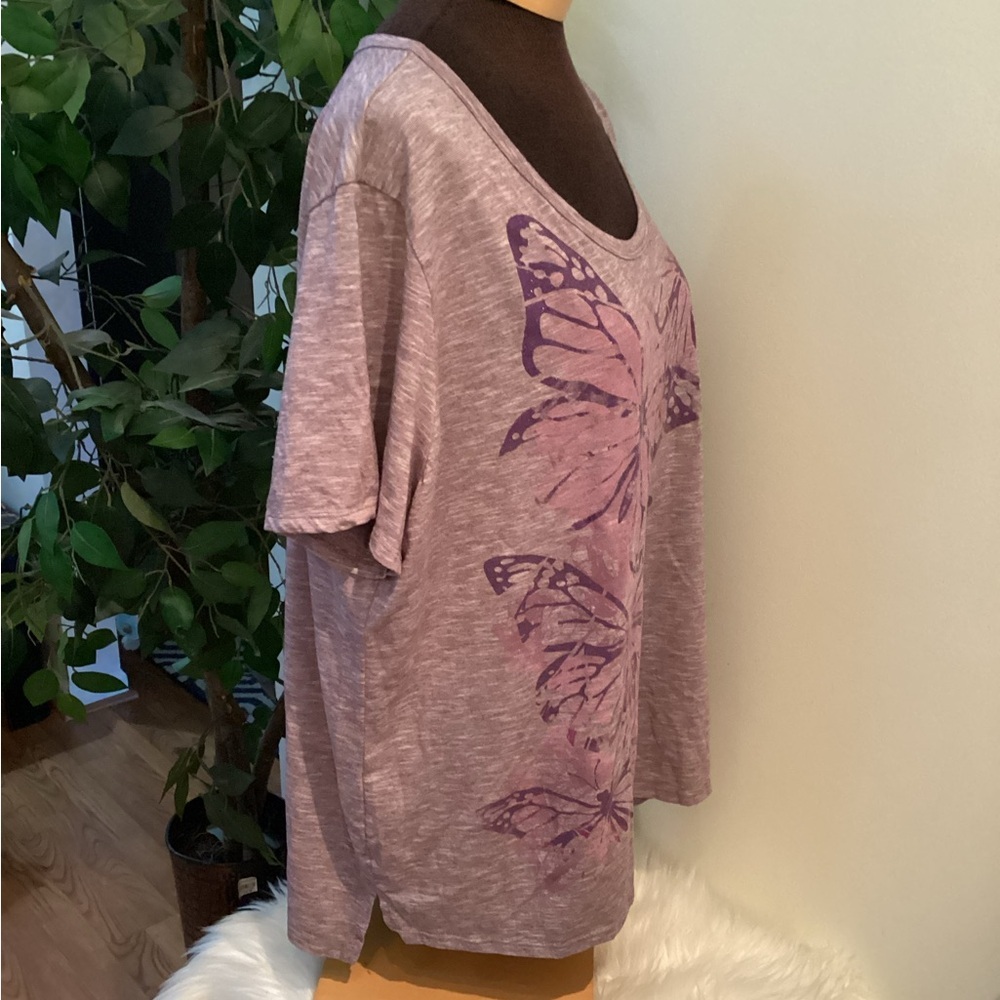 Just My Size shades of purple butterfly scoopneck shirt sleeve tee Woman’s 4X - Picture 3 of 15
